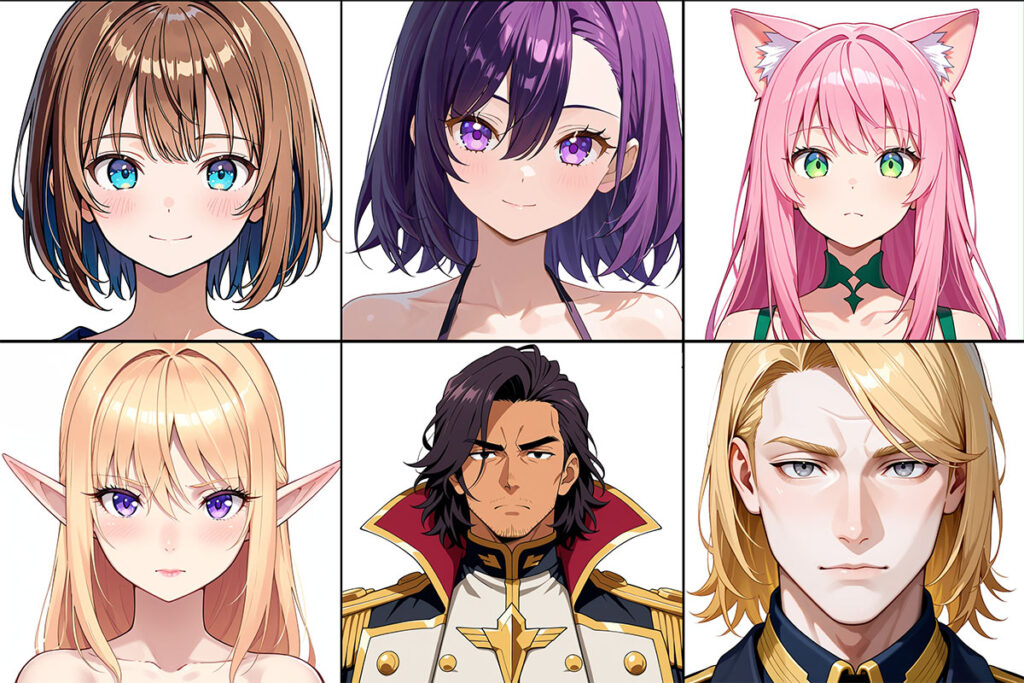 Portraits des personnages principaux de l’univers ISEKAI : L’Héritier de l’Autre Monde