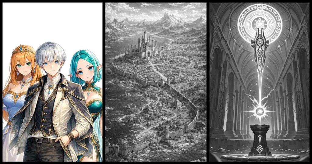 ISEKAI — L’Héritier de l’Autre Monde — Triptyque (Personnages)